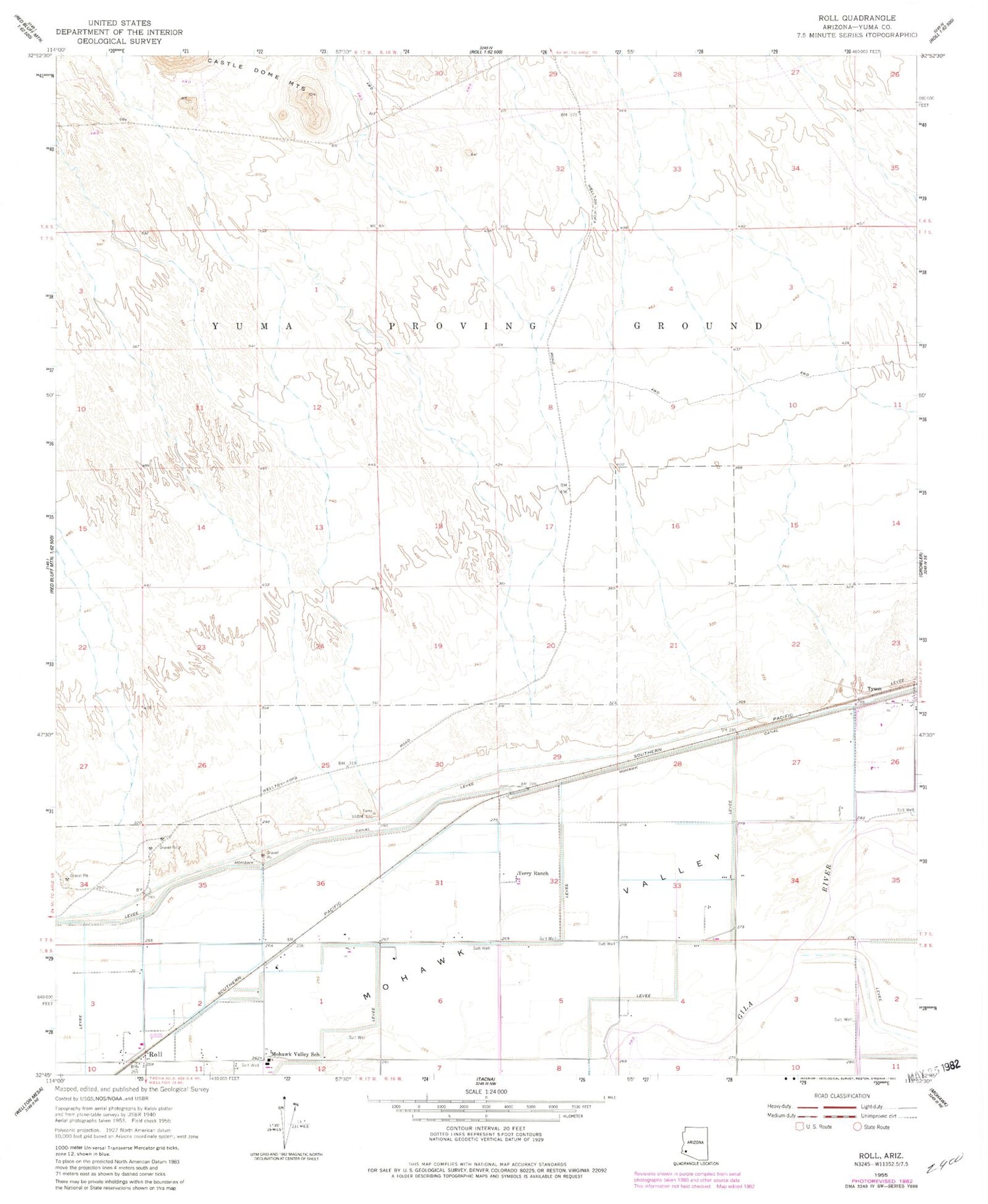 Classic USGS Roll Arizona 7.5'x7.5' Topo Map Image