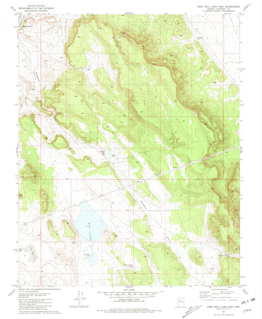 Classic USGS Rose Well Camp East Arizona 7.5'x7.5' Topo Map Image