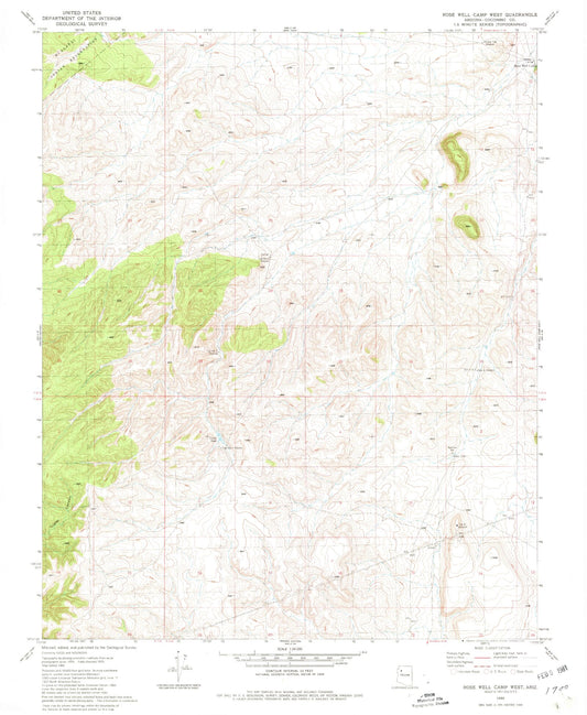 Classic USGS Rose Well Camp West Arizona 7.5'x7.5' Topo Map Image