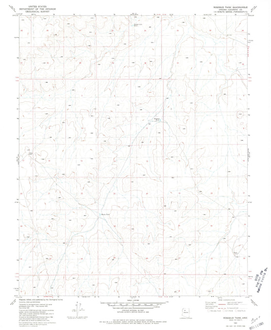 Classic USGS Rosebud Tank Arizona 7.5'x7.5' Topo Map Image
