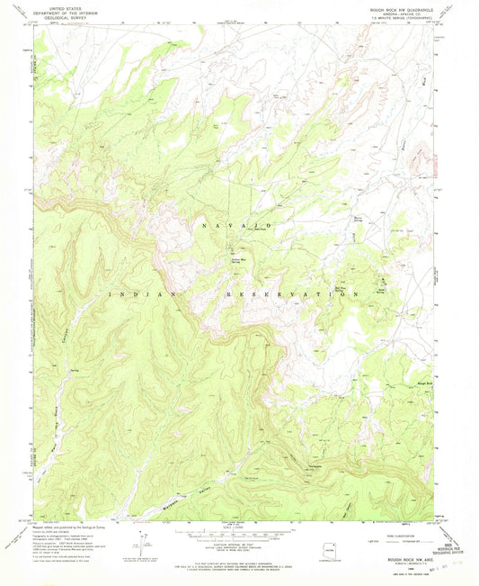 Classic USGS Rough Rock NW Arizona 7.5'x7.5' Topo Map Image