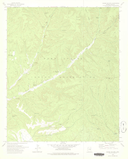 Classic USGS Round Top Mountain Arizona 7.5'x7.5' Topo Map Image