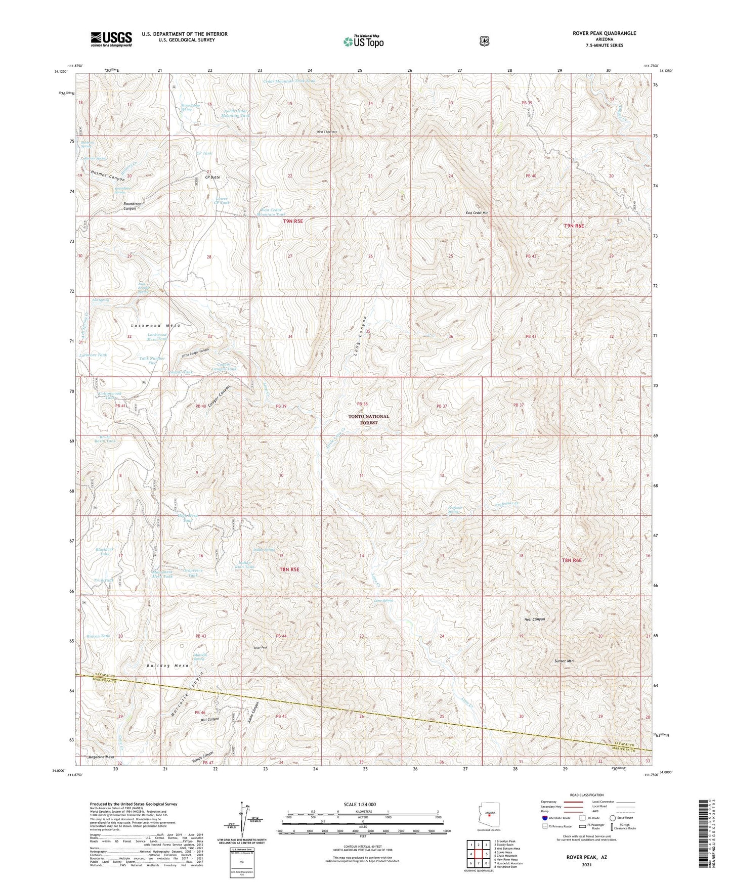 Rover Peak Arizona US Topo Map Image