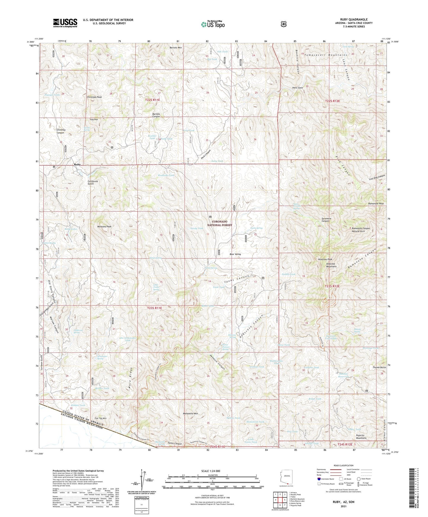 Ruby Arizona US Topo Map Image