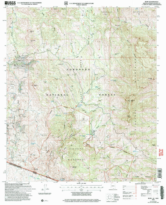 Classic USGS Ruby Arizona 7.5'x7.5' Topo Map Image