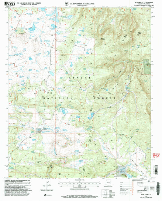 Classic USGS Rudd Knoll Arizona 7.5'x7.5' Topo Map Image