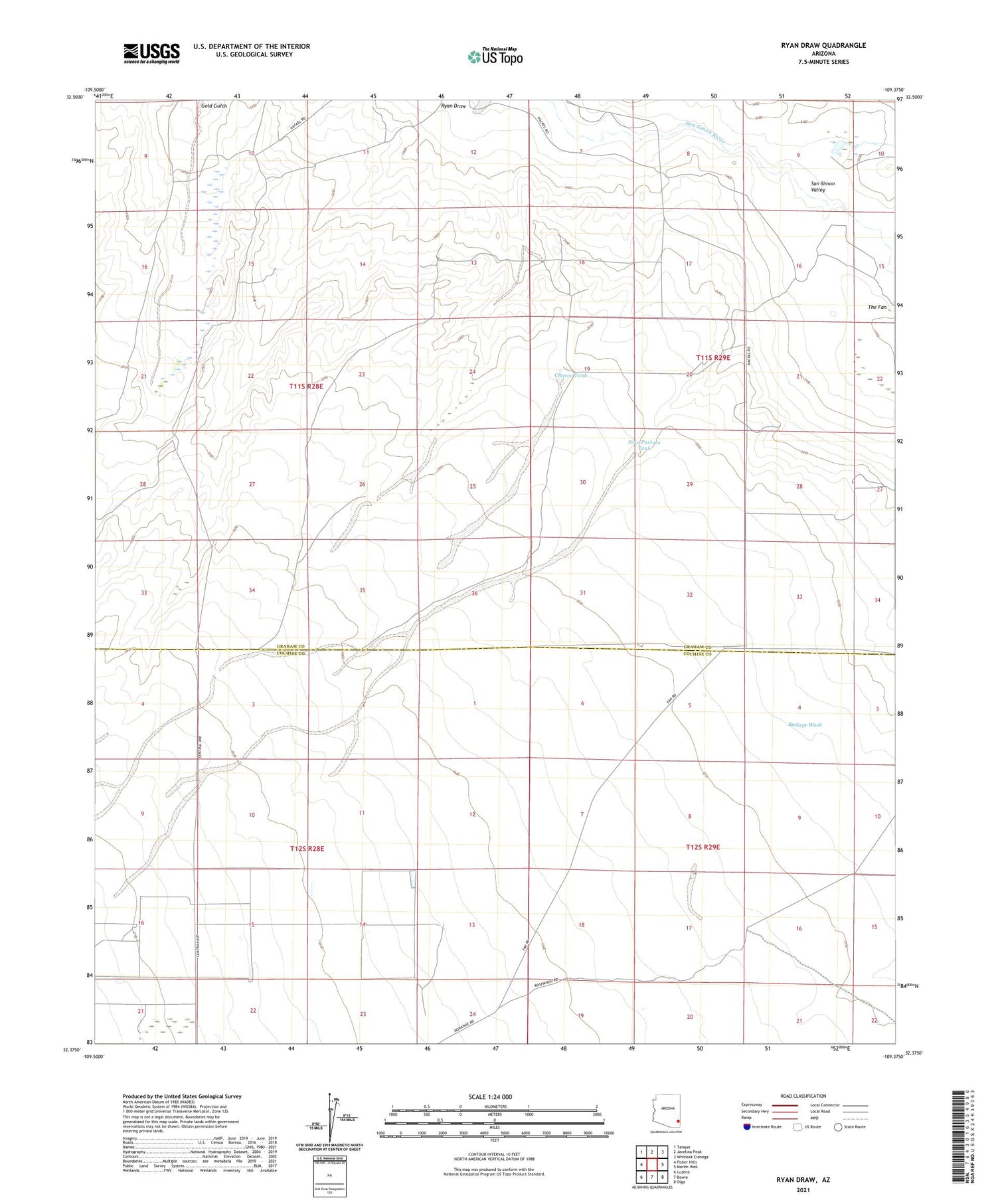 Ryan Draw Arizona US Topo Map Image