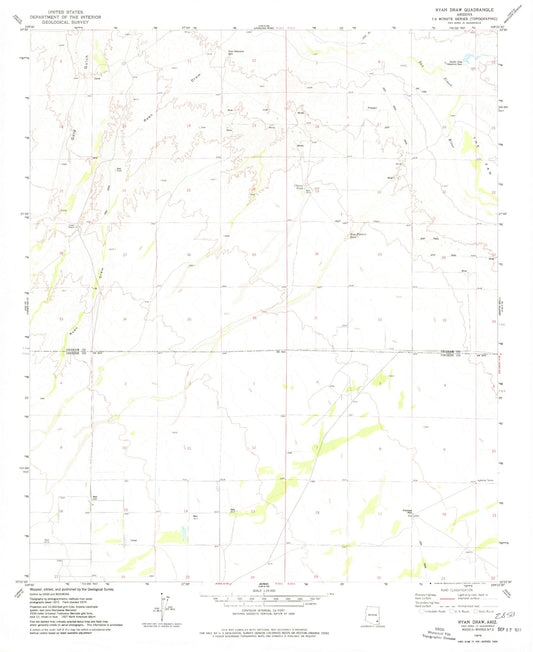Classic USGS Ryan Draw Arizona 7.5'x7.5' Topo Map Image