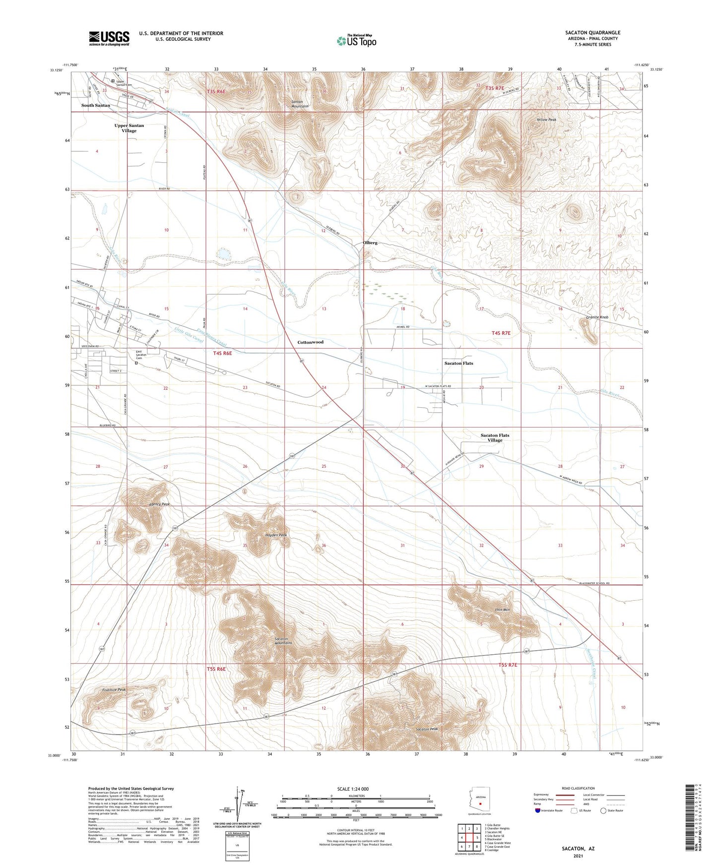 Sacaton Arizona US Topo Map Image