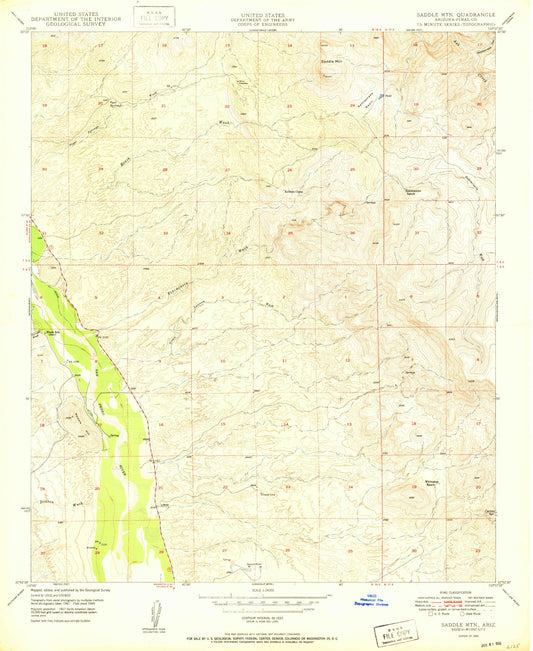 Classic USGS Dudleyville Arizona 7.5'x7.5' Topo Map Image