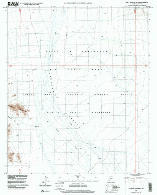 Classic USGS Saguaro Gap Well Arizona 7.5'x7.5' Topo Map Image