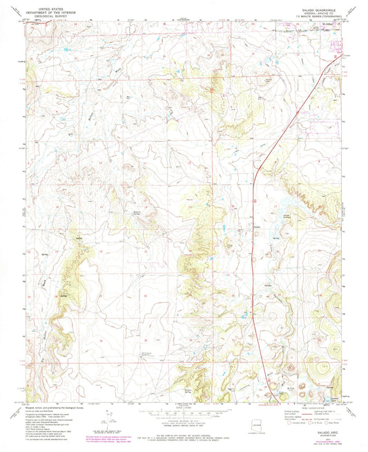 Classic USGS Salado Arizona 7.5'x7.5' Topo Map Image