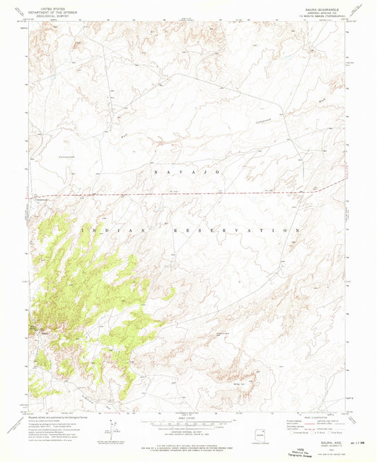 Classic USGS Salina Arizona 7.5'x7.5' Topo Map Image
