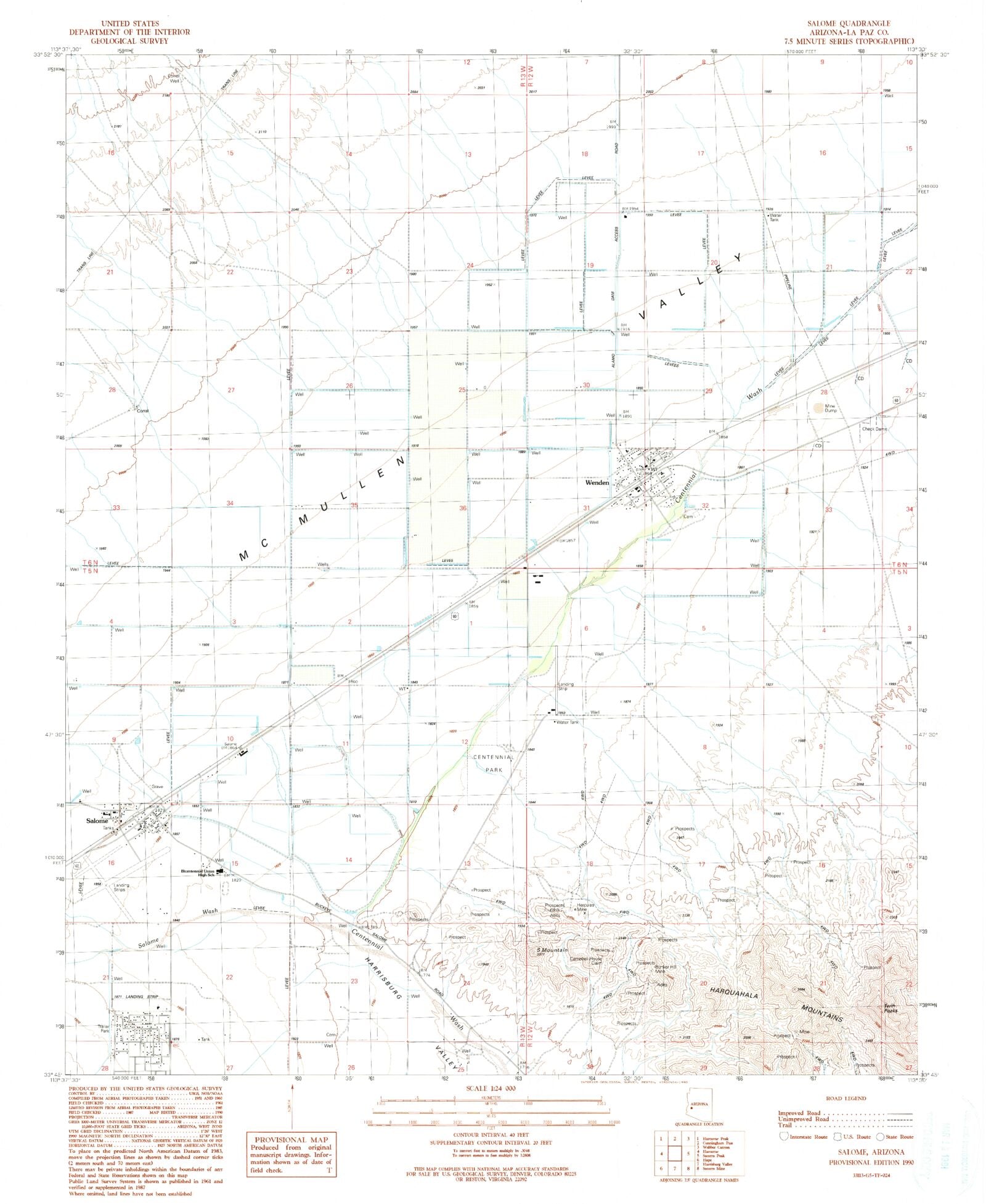 Classic USGS Salome Arizona 7.5'x7.5' Topo Map MyTopo Map Store