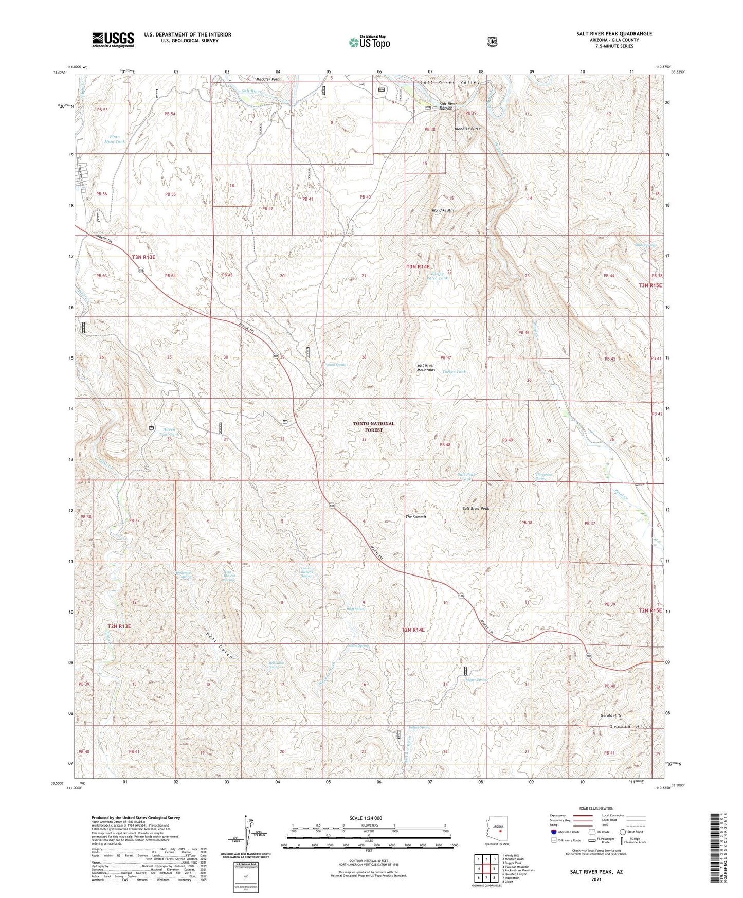 Salt River Peak Arizona US Topo Map Image