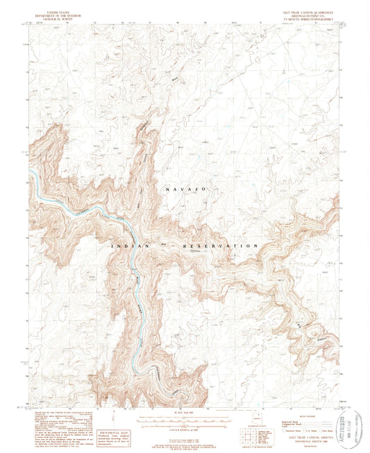 Classic USGS Salt Trail Canyon Arizona 7.5'x7.5' Topo Map Image