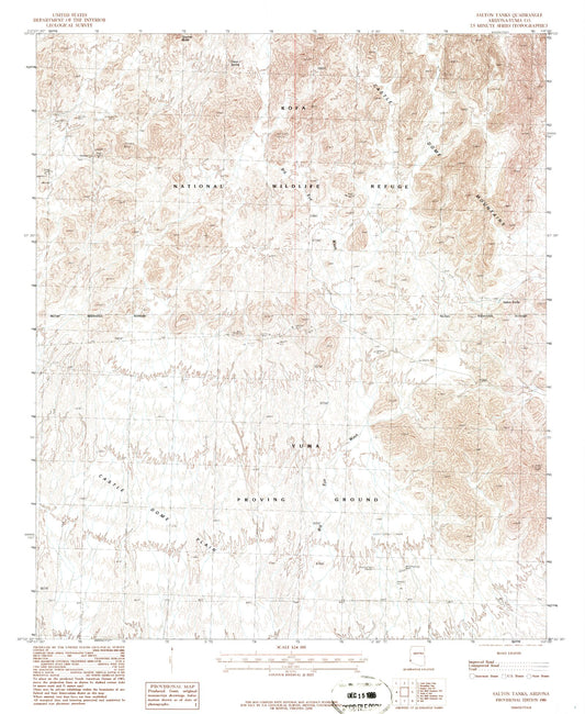 Classic USGS Salton Tanks Arizona 7.5'x7.5' Topo Map Image