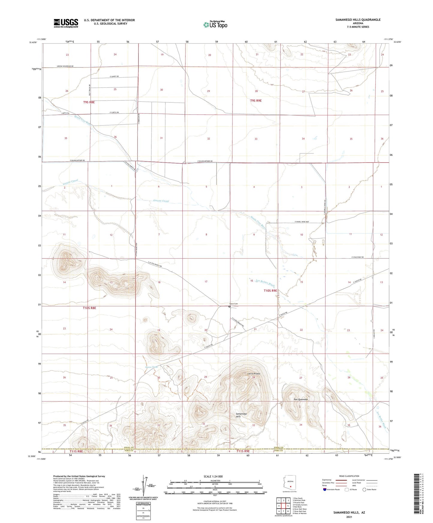 Samaniego Hills Arizona US Topo Map Image