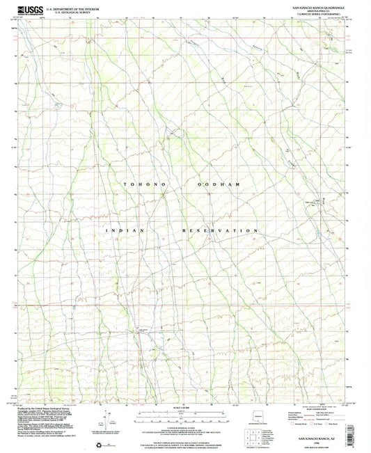 Classic USGS San Ignacio Ranch Arizona 7.5'x7.5' Topo Map Image