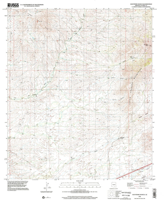 Classic USGS San Pedro Ranch Arizona 7.5'x7.5' Topo Map Image