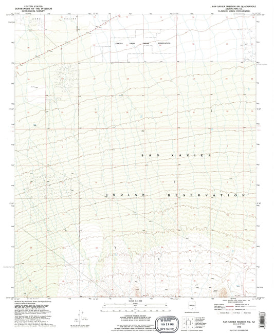 Classic USGS San Xavier Mission SW Arizona 7.5'x7.5' Topo Map Image
