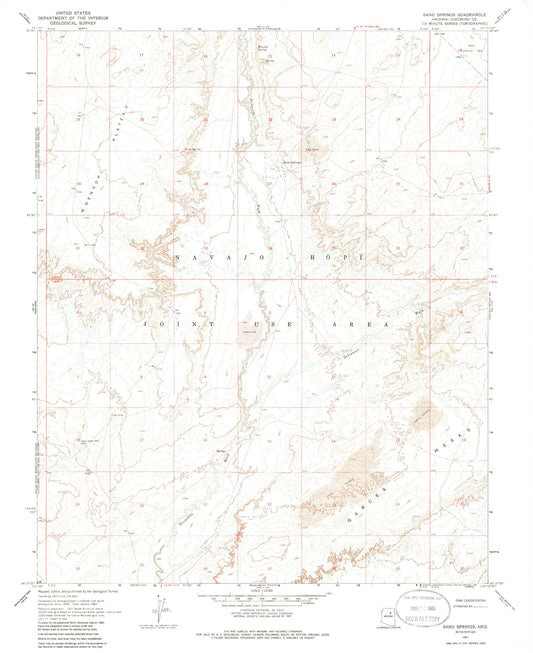 Classic USGS Sand Springs Arizona 7.5'x7.5' Topo Map Image