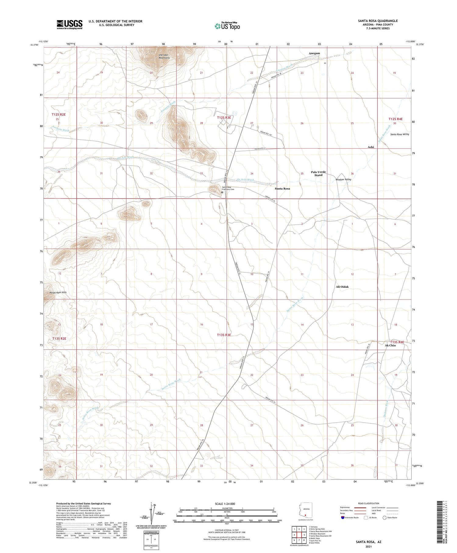 Santa Rosa Arizona US Topo Map Image