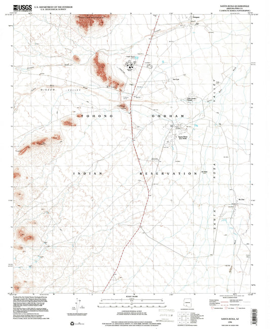 Classic USGS Santa Rosa Arizona 7.5'x7.5' Topo Map Image