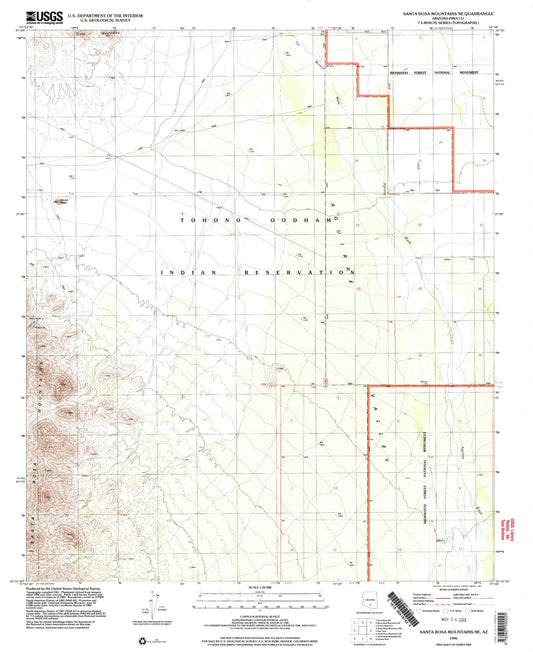 Classic USGS Santa Rosa Mountains NE Arizona 7.5'x7.5' Topo Map Image