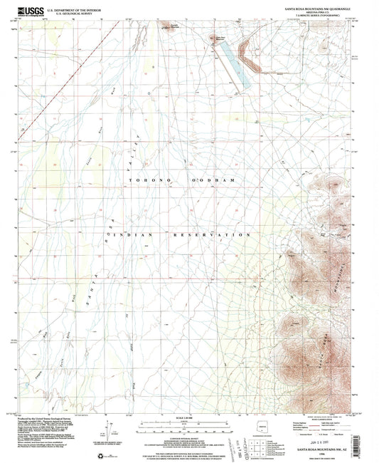Classic USGS Santa Rosa Mountains NW Arizona 7.5'x7.5' Topo Map Image