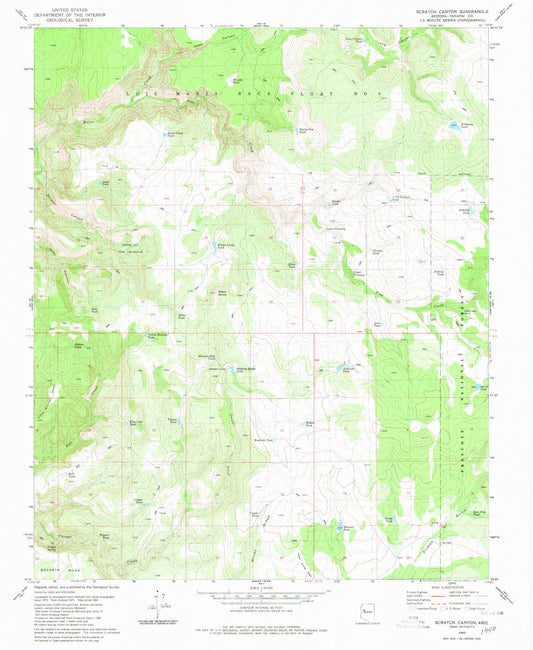 Classic USGS Scratch Canyon Arizona 7.5'x7.5' Topo Map Image