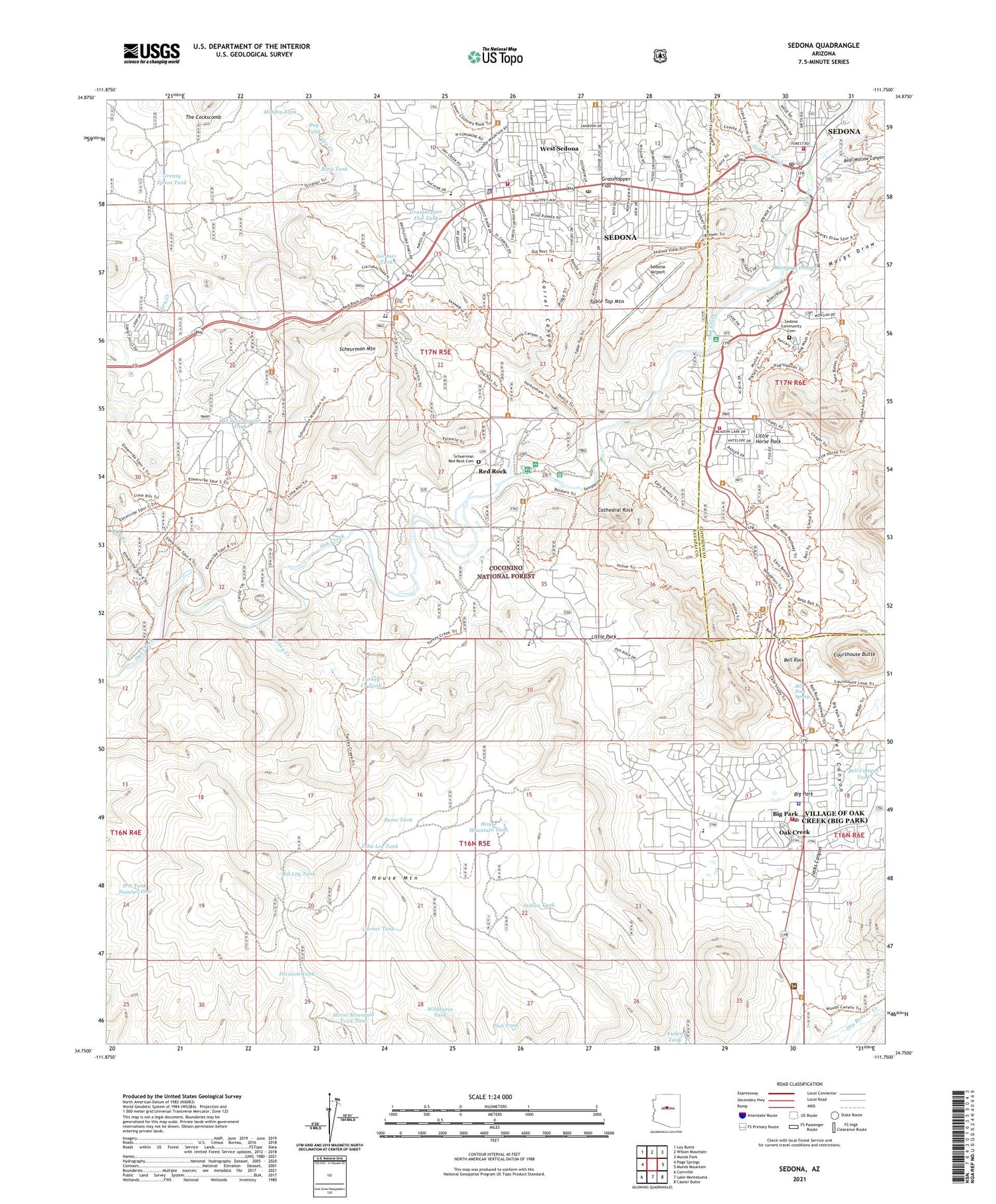 Sedona Arizona US Topo Map Image