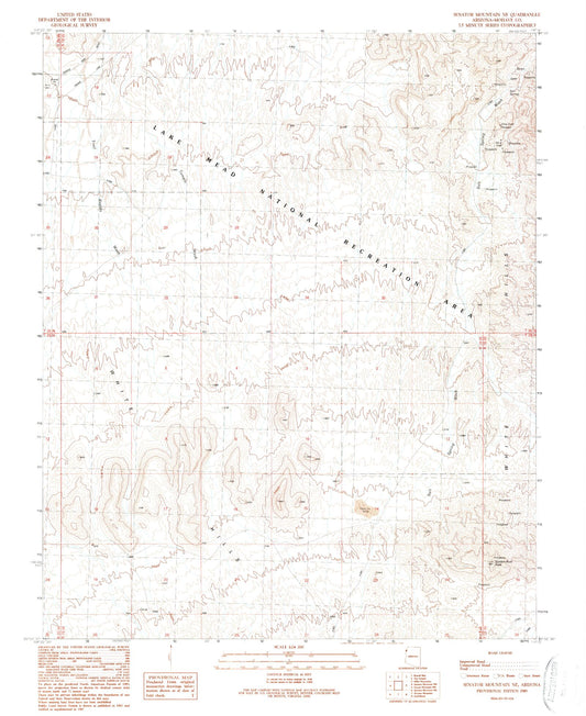 Classic USGS Senator Mountain NE Arizona 7.5'x7.5' Topo Map Image