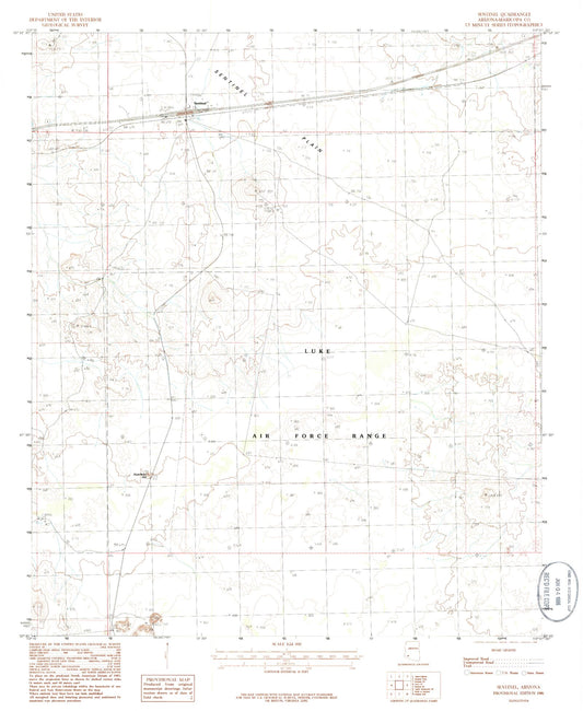 Classic USGS Sentinel Arizona 7.5'x7.5' Topo Map Image