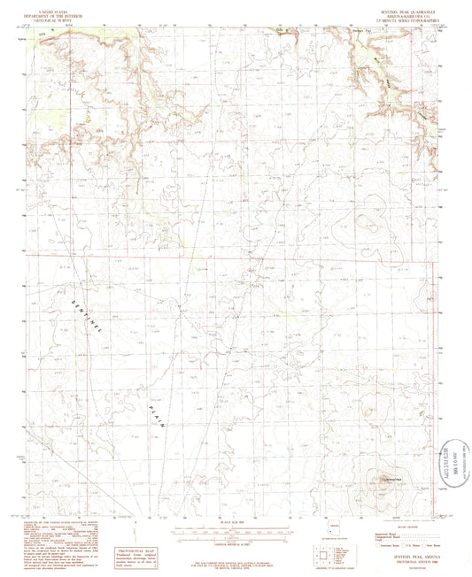 Classic USGS Sentinel Peak Arizona 7.5'x7.5' Topo Map Image