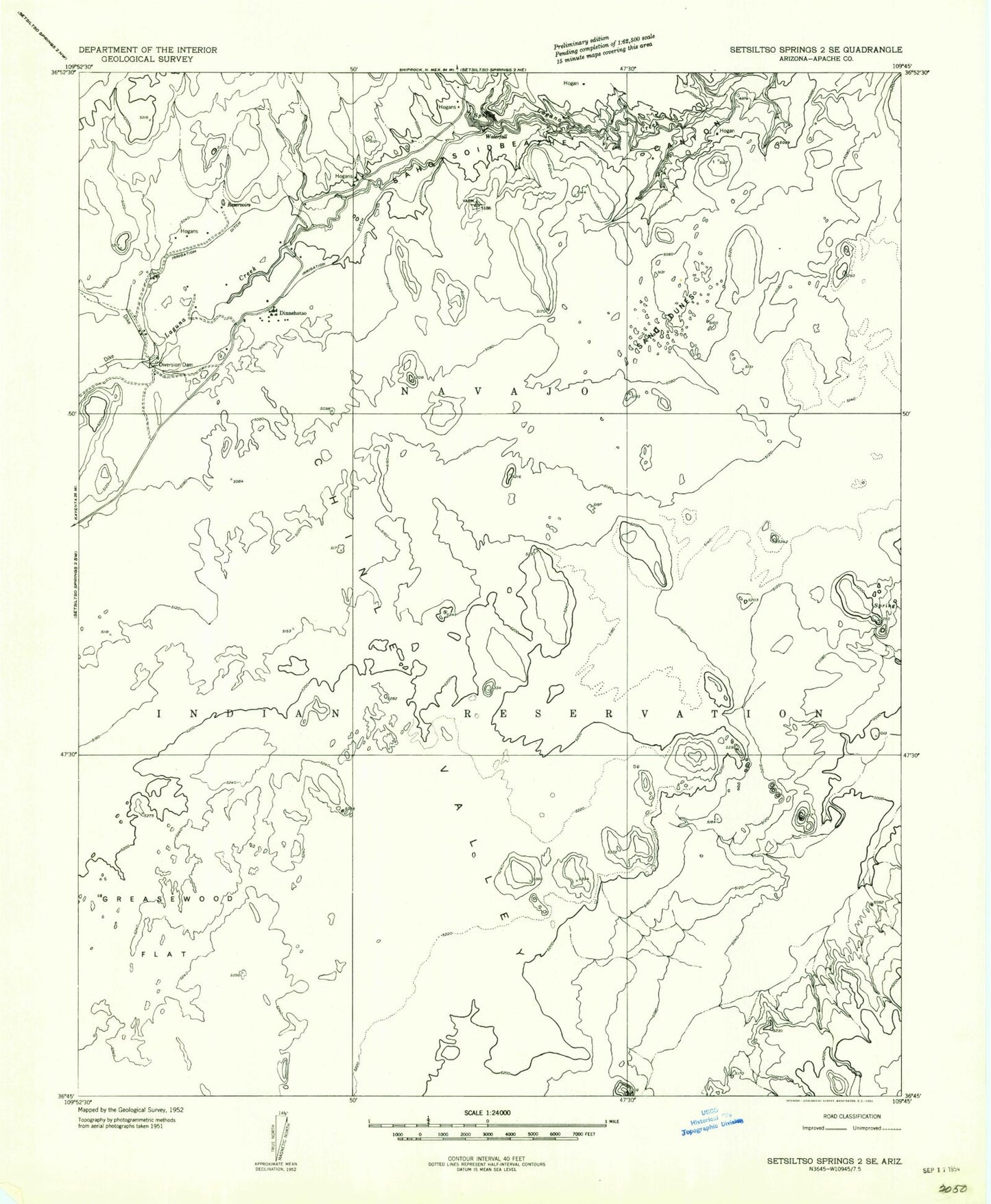 Classic USGS Dennehotso Arizona 7.5'x7.5' Topo Map Image