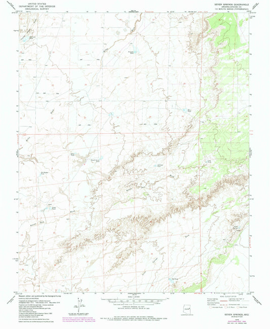 Classic USGS Seven Springs Arizona 7.5'x7.5' Topo Map Image