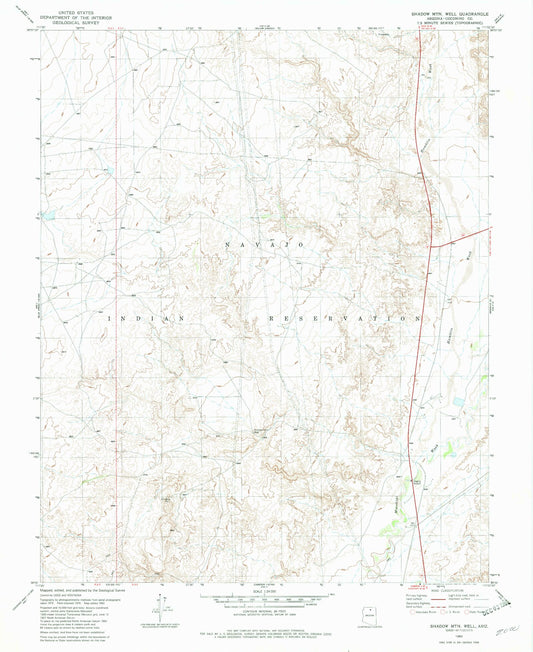 Classic USGS Shadow Mountain Well Arizona 7.5'x7.5' Topo Map Image