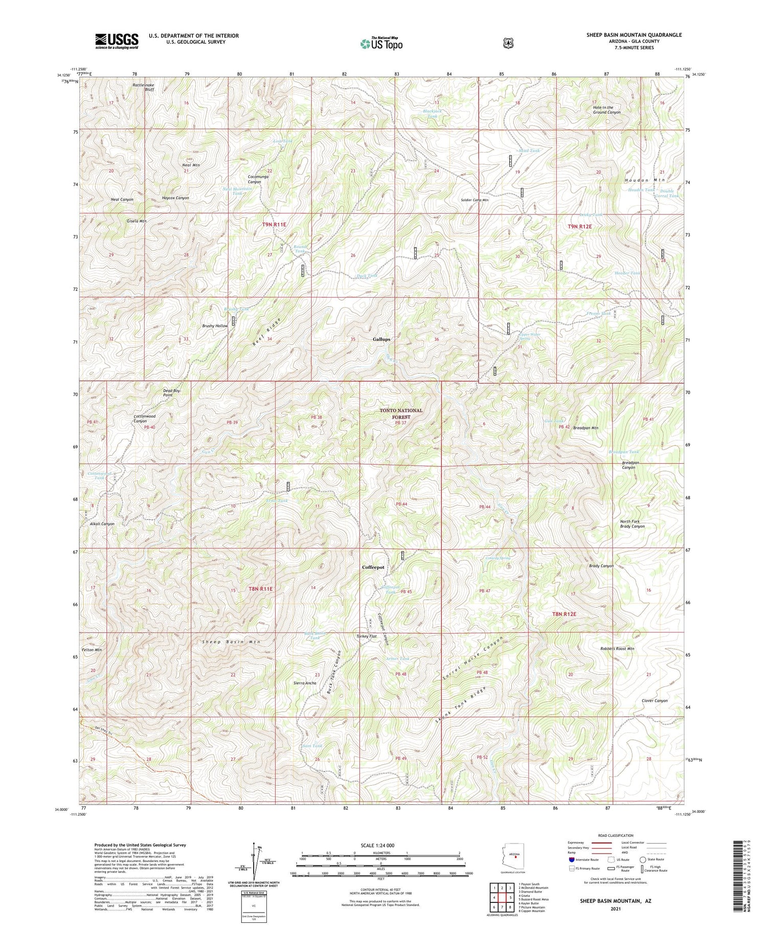 Sheep Basin Mountain Arizona US Topo Map Image