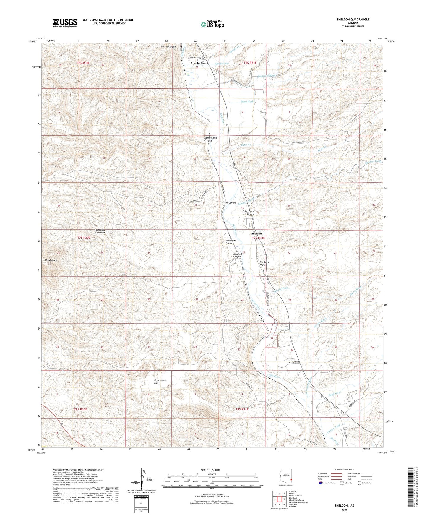 Sheldon Arizona US Topo Map Image