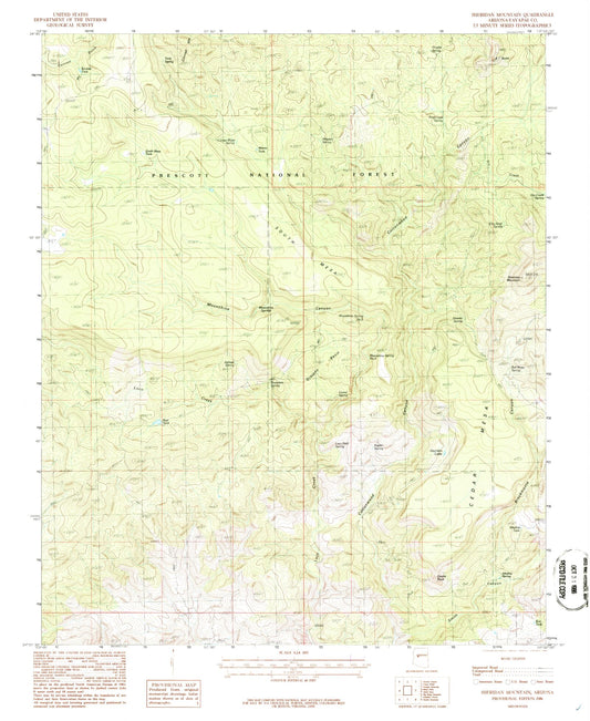 Classic USGS Sheridan Mountain Arizona 7.5'x7.5' Topo Map Image