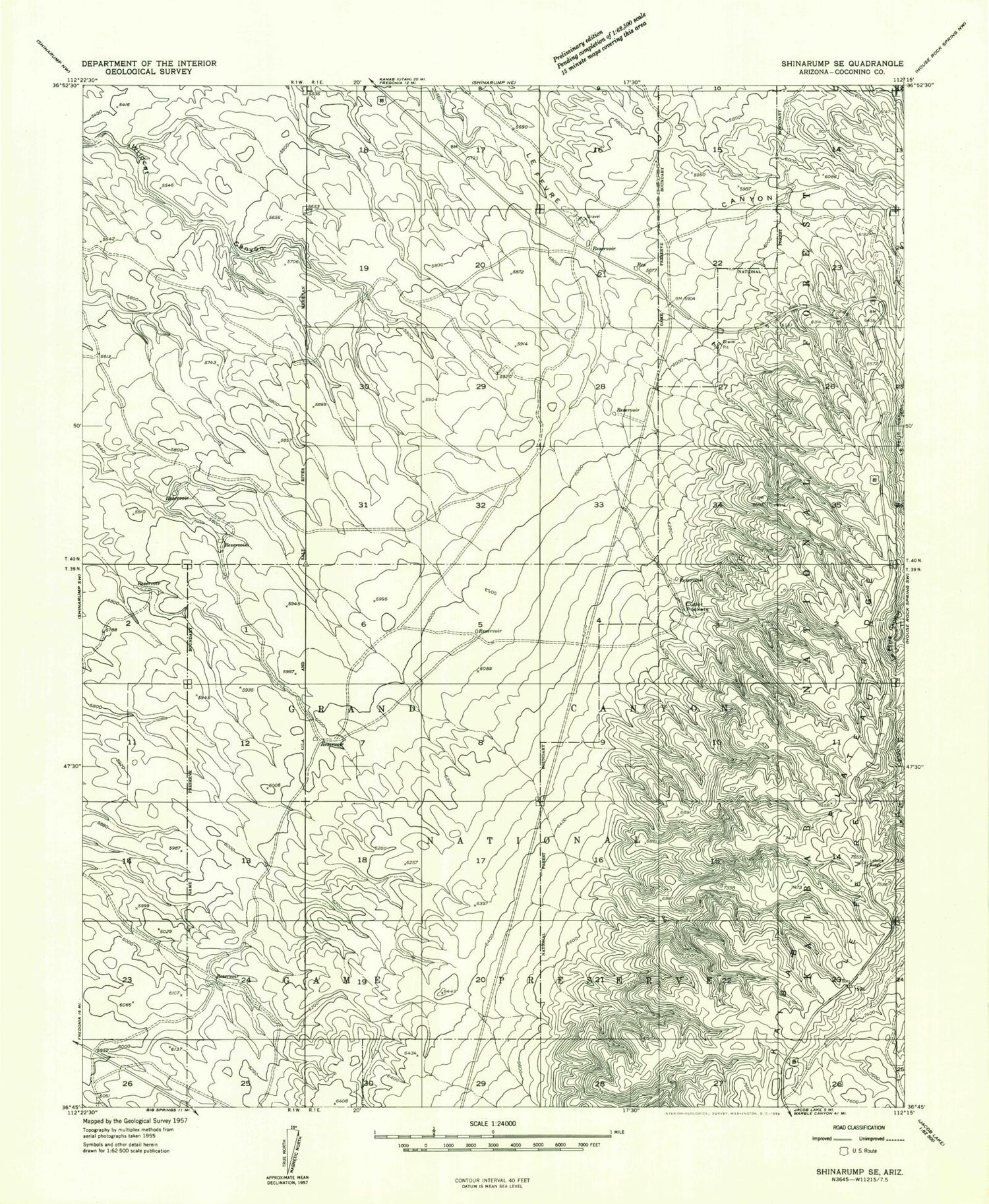 Classic USGS Le Fevre Ridge Arizona 7.5'x7.5' Topo Map Image
