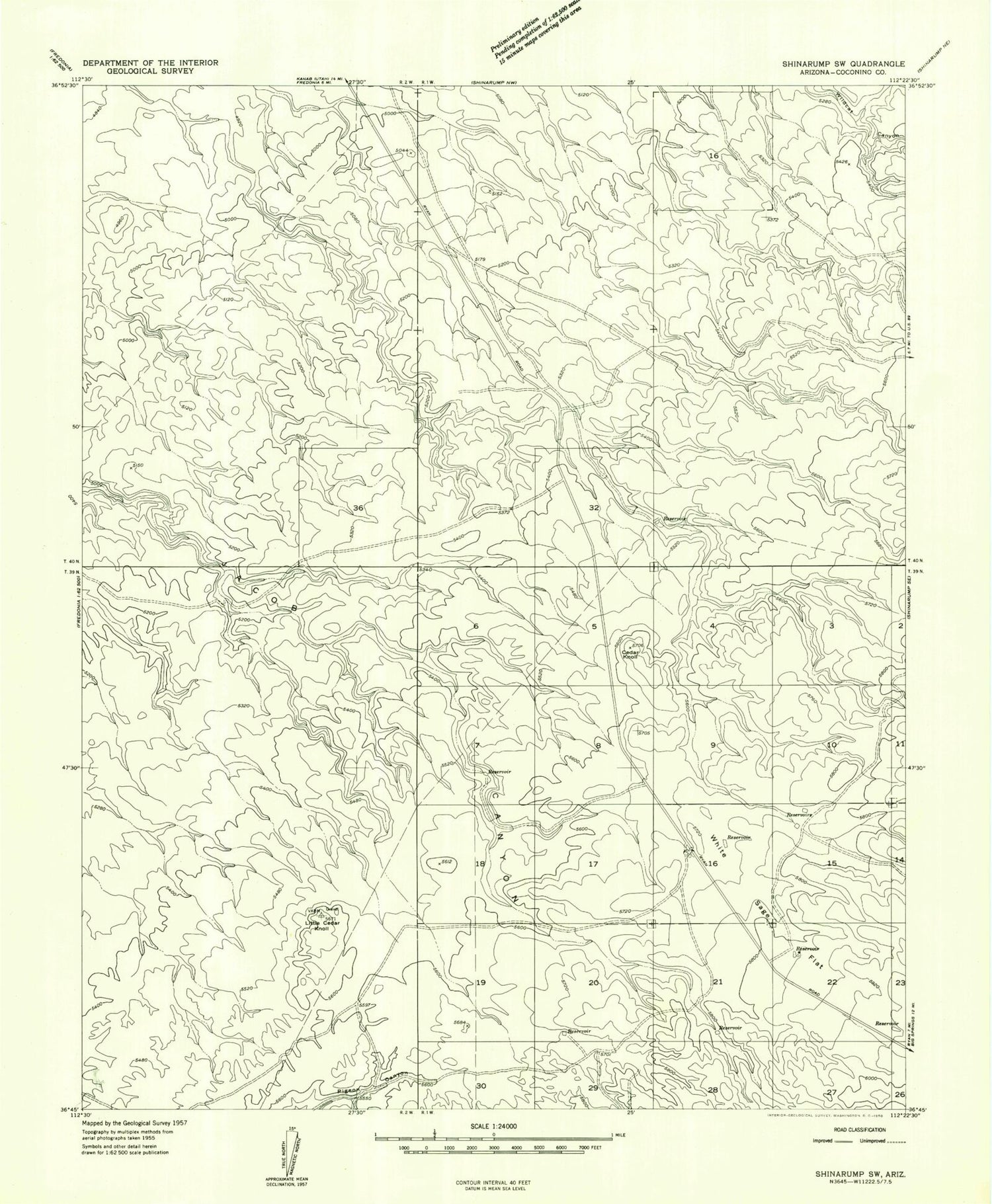 Classic USGS White Sage Flat Arizona 7.5'x7.5' Topo Map Image