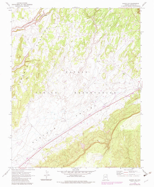 Classic USGS Shonto SE Arizona 7.5'x7.5' Topo Map Image
