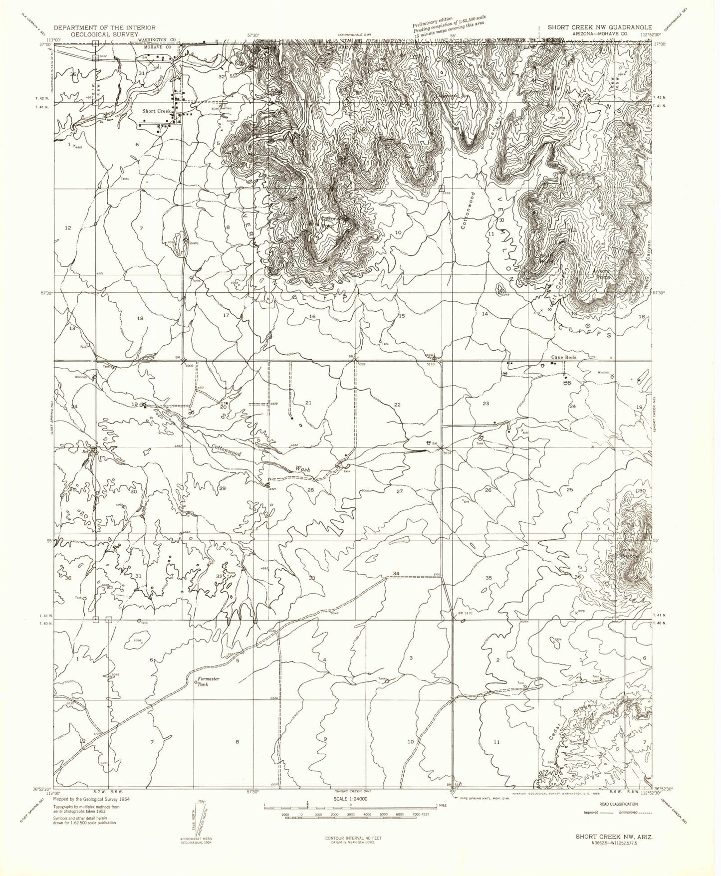 Classic USGS Colorado City Arizona 7.5'x7.5' Topo Map Image