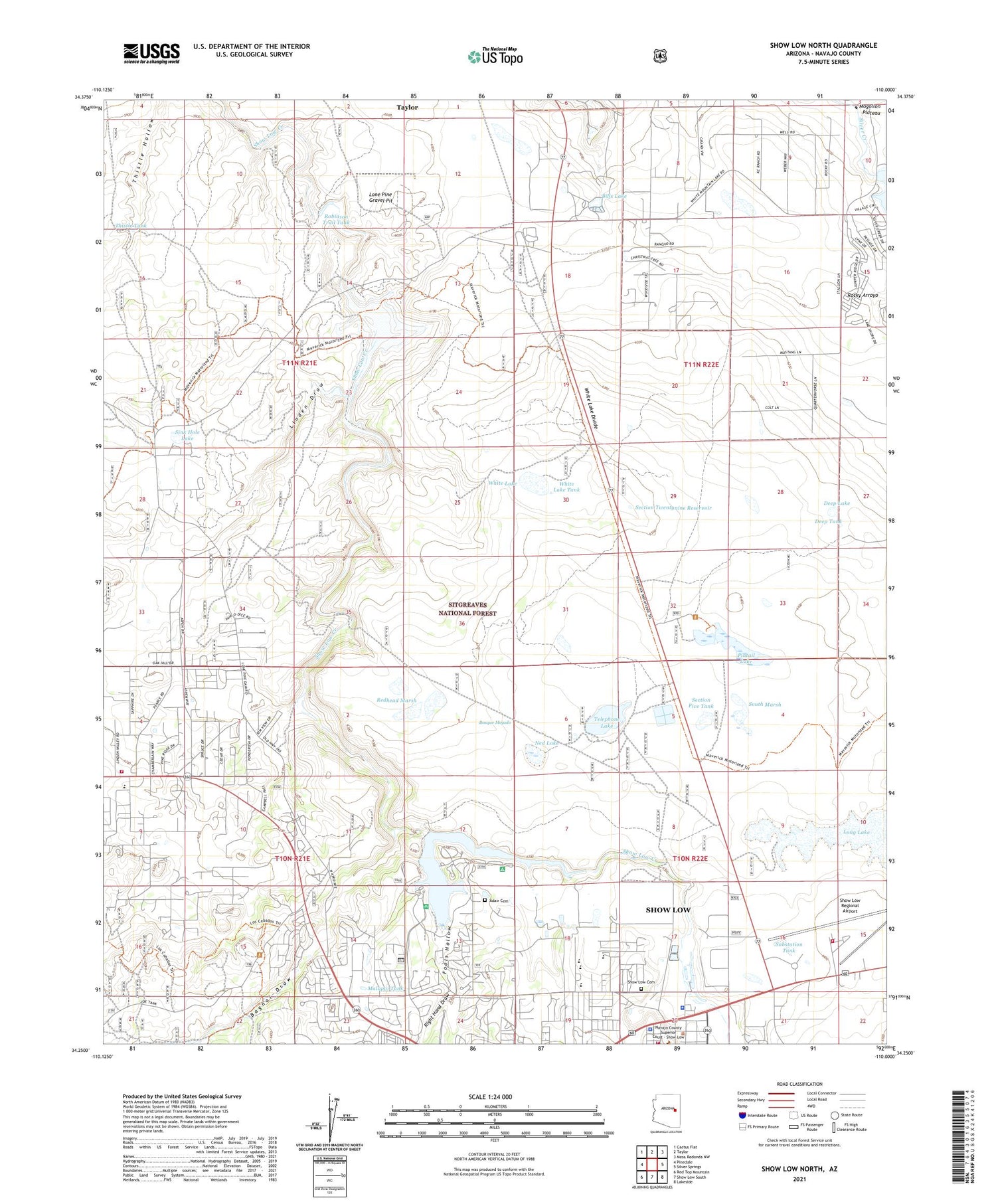 Show Low North Arizona US Topo Map Image