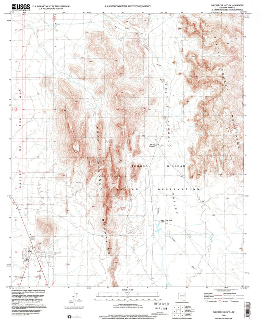 Classic USGS Sikort Chuapo Arizona 7.5'x7.5' Topo Map Image