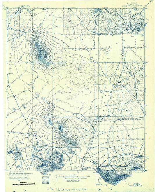 Historic 1934 Silver Bell Arizona 30'x30' Topo Map Image