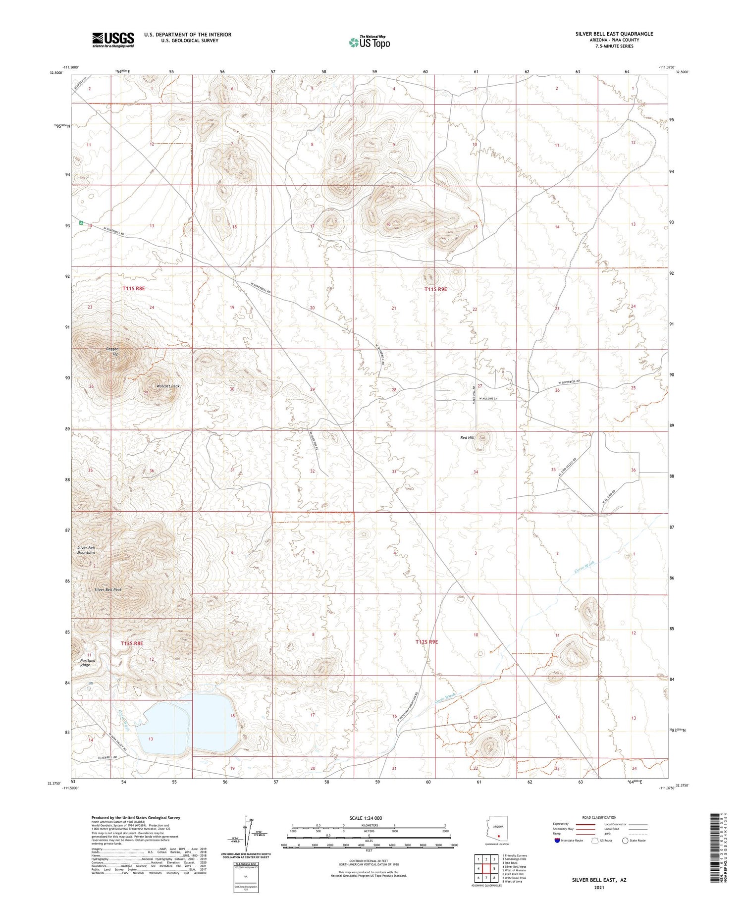 Silver Bell East Arizona US Topo Map Image