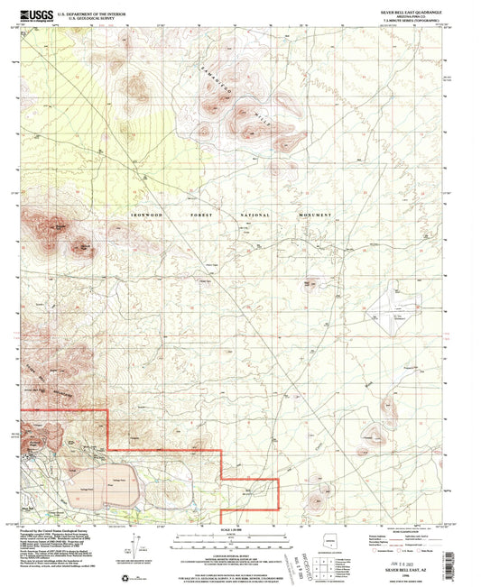 Classic USGS Silver Bell East Arizona 7.5'x7.5' Topo Map Image